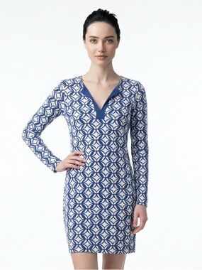 DIANE VON FURSTENBERG | DVF Reina Silk Long Sleeve Dress Batik Women’s Size 6